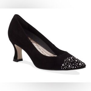 NEW Ros Hommerson Black 6.5W Black Sadee Suede Leather Pointed Toe Shoes